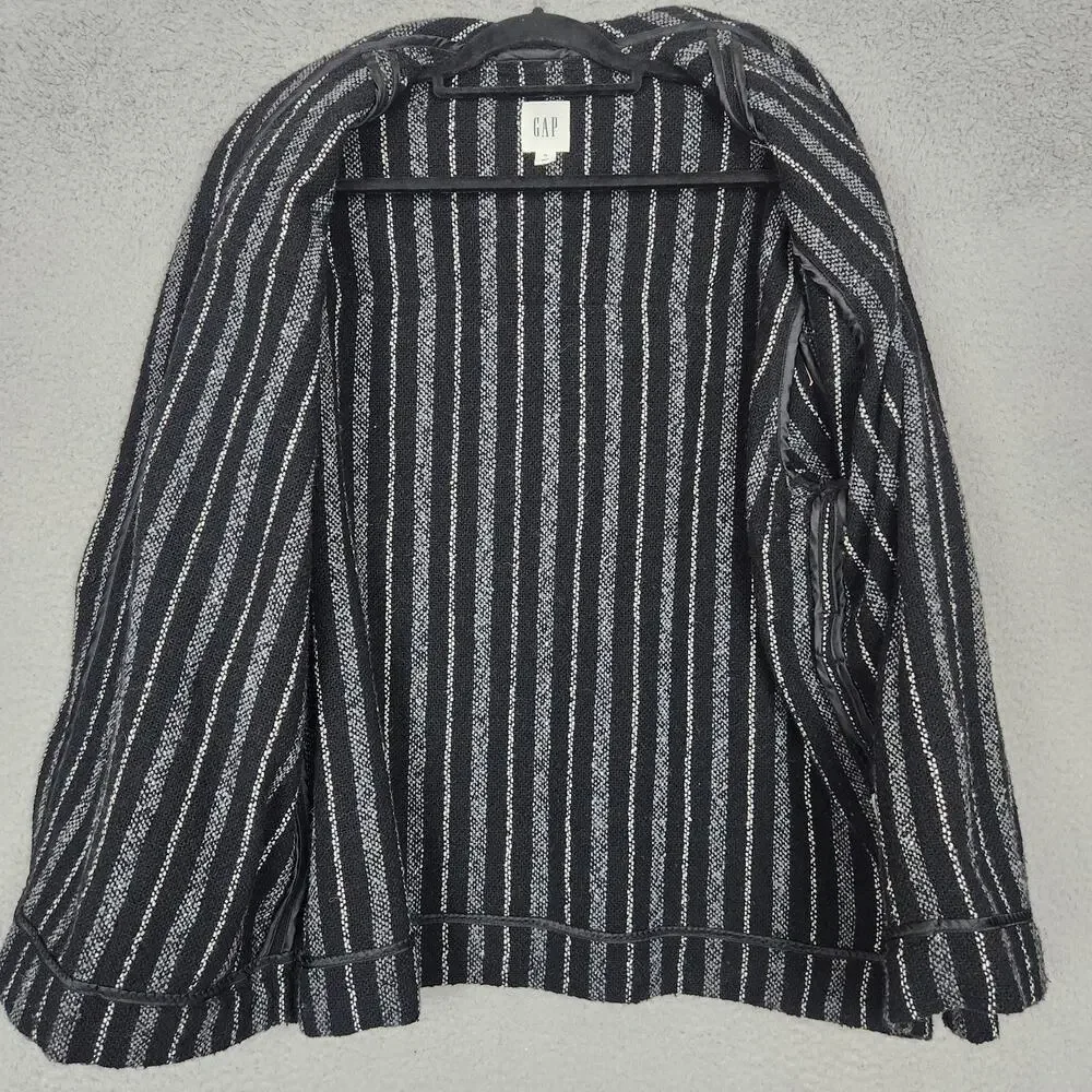 GAP Blazer Womens XL Black Wool Blend Hook and Eye Closure Pockets Academia